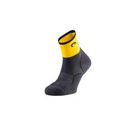 Lurbel Desafío Four - Calcetines de trail running unisex, Calcetin transpirable, antiampollas y antiolor, Calcetines con amortiguación, Calcetin tobillero para trail (36-38, Dark Grey/Yellow)