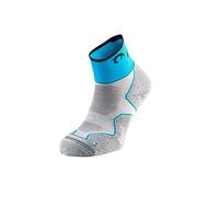 Lurbel Desafio Three, Calcetines de trail running, calcetín anti-ampollas, anti-olor, calcetines transpirables de montaña, unisex. (45-47, Gris hielo/turquesa)