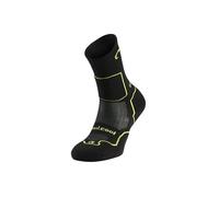 Lurbel Logan Five, Calcetines sin costuras, calcetines de trekking, calcetines Anti-ampollas, Anti-olor y transpirables. Unisex. (S - Black/Green Apple)