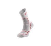 Lurbel Logan Five, Calcetines sin costuras, calcetines de trekking, calcetines Anti-ampollas, Anti-olor y transpirables. Unisex. (M - Gris Hielo/Rojo)