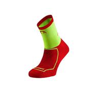 Lurbel Race Three - Calcetines de running ligeros, Calcetin sin costuras, transpirable, antiampollas y antiolor, Calcetines para correr. (FR/ES, Letras, S, Regular, Regular, Rojo/Pistachio)