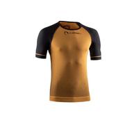 Lurbel Spirit Short Sleeves, Camiseta de Trail Running, Camiseta Transpirable y Anti-Olor, Camiseta de Correr, Camiseta Unisex. (Ambar/Negro - L)
