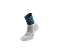 Lurbel Track Four - Calcetines de trail running unisex, Calcetín con alta amortiguación, para competir, transpirables, antiampollas y antiolor. (S - Turquesa/Gris Hielo)
