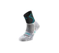 Lurbel Track Four - Calcetines de trail running unisex, Calcetín con alta amortiguación, para competir, transpirables, antiampollas y antiolor. (Ice Grey/Turquoise, 39-41)