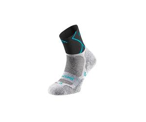 Lurbel Track Four - Calcetines de trail running unisex, Calcetín con alta amortiguación, para competir, transpirables, antiampollas y antiolor. (Ice Grey/Turquoise, 36-38)