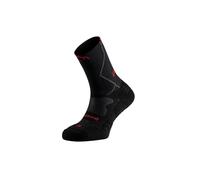 Lurbel Traction Pro Five Compression, Calcetines altos, calcetines de trail, Sin costuras, calcetines compresivos, calcetín antiampollas, unisex. (L (42-44), Negro/Rojo)