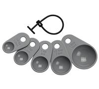 Lurch 70262 - Juego de cucharas medidoras (5 piezas) para medir ingredientes (15 ml, 7,5 ml, 5 ml, 2,5 ml, 1,25 ml) unidades de medida, silicona, gris, 5 x 3 x 2 cm