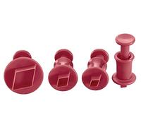Lurch 86104 Cortadores con expulsor Diamante Juego de 4, plástico, Rojo, 7,5 x 7,5 x 4,5 cm