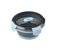 Lurch Fiambrera de silicona redonda de 400 ml, color azul congelado, plegable y a prueba de fugas, fiambrera para viajes