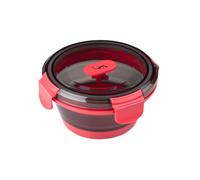 Lurch Fiambrera de silicona redonda de 400 ml, color rosa congelado, plegable y a prueba de fugas, fiambrera para viajes