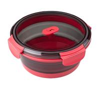 Lurch Fiambrera de silicona redonda de 800 ml, color rosa congelado, plegable y a prueba de fugas, fiambrera para viajes