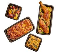 Lurch FlexiForm 85043 - Juego de 4 moldes para horno (11 x 11 x 3 cm y 11 x 24 x 3 cm), color marrón