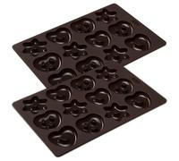 Lurch FlexiForm Mini Gingerbread 2 moldes para un total de 24 mini galletas de jengibre, corazones y estrellas, silicona platino premium, 20 x 30 cm