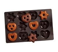 Lurch FlexiForm - Molde para hornear mini pan de jengibre, corazones y estrellas (silicona platino, 20 x 30 cm)