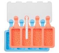 Lurch Juego de 2 moldes de helado de silicona Popsicles con tapa reutilizable para niños y adultos - Triángulo, aguamarina/melocotón