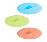LURCH Juego de 3 tapas de silicona para vasos, jade, ámbar y aguamarina, 3 unidades, sin BPA, aptas para lavavajillas, reutilizables, silicona