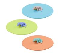 LURCH Juego de 3 tapas de silicona para vasos Lucky Lurch Greyce, Minty y Violet, 3 unidades, sin BPA, aptas para lavavajillas, reutilizables, silicona