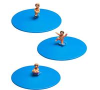 Lurch Mein Deckel Splash - Juego de 3 cubiertas de cristal (bomba Bruno, Freddy Freestyle, Arne Anker), cubiertas de cristal de silicona 100% libre de BPA, diámetro de 10,5 cm, color azul
