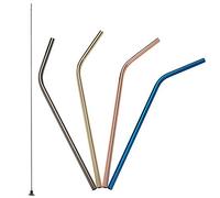 Lurch Pajitas de acero inoxidable 240992, curvadas, 21,5 cm de longitud, juego de 4 con cepillo de limpieza, 18/8