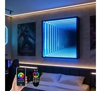 LURECAQING Iluminación LED de Espejo Infinito 3D, Lámpara de Túnel RGB con Mando, 358 Efectos, Efecto Túnel Infinito, Montaje en Pared para Fiestas Navideñas, Habitación Square-50cm