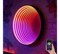 LURECAQING Luz de Espejo 3D, Efecto túnel Infinito, 358 Efectos de luz, Cambio de luz al Ritmo de la música, Control por App, CREA Paredes artísticas infinitamente mágicas Circle-30cm