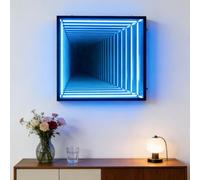 LURECAQING Luz de Túnel con Espejo Infinito, Efecto Infinito 3D, Emocionante, Regulable, Multicolor, Cambio de luz al Ritmo de la música, con Mando a Distancia, para Decoración del hogar Square-70cm