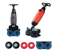 LURECAQING Mini Fregadora de Suelos Comercial, Diseño Compacto,Cabezal Giratorio de 360°, Doble Cepillo Rotativo, Batería de Litio,100 Min de Autonomía paraPasillos,Oficinas,Pequeños Negocios