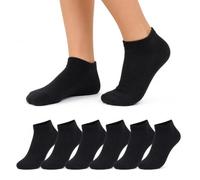 lurensa 6 Calcetines tobilleros niño-niña cortos unisex de algodón transpirables - pack medias cortas para deporte-shocks-sport (FR/ES, Números, 10, Regular, 6, negro 23-27)