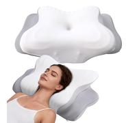 Lureon Almohada Cervical con Espuma Viscoelástica, Almohada Ergonomica y Ortopédica para Cuello - Almohada para Dormir Boca Arriba, de Lado y Boca Abajo - Almohada Cervicales y Cuello