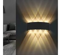 Lureshine Aplique Pared Interior, 22x8x5cm Apliques de Pared Arriba y Abajo, Aplique Pared Exterior de 8w Negro, IP 65 Apliques de Pared Led 3000K Blanco Cálido, Lampara Pared Interior para Salón