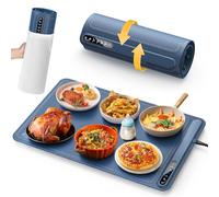 Lureshine Calienta Platos con 4 Niveles de Temperatura y Temporizador 1/3/5h, Calentadores de Comida Portátil y Rápida para Calentar y Descongelar, Ideal para Casa y Fiestas