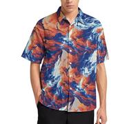 Lurhonp Camisa hawaiana para hombre, informal, con botones, manga corta, Aloha, Teñido anudado, Medium