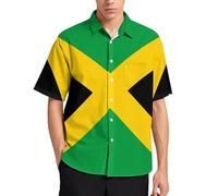 Lurhonp Camisa informal de manga corta con botones para hombre, estilo hawaiano, para verano, Bandera de Jamaica, Large