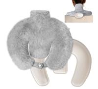 LURICO Bolsa Agua Caliente Cuello, 1L Forma U Botella Agua Caliente con Funda de Forro Polar Extraíble y Lavable, Botella de Agua Caliente Navideña para Alivia el Dolor de Cuello y Espalda (Gris)