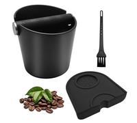 LURICO Coffee Knock Box, Caja de Posos de Café con Barra de Golpe Extraíble, Cepillo de Limpieza, Almohadilla de Prensa, Base Antideslizante Negro para Cocina Restaurante y Oficina