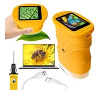 LURICO Microscopio para Niños, Microscopio Digital Portátil 1000X, 4K HD Pantalla 2.0 IPS, con Función de Foto Video, Regalo para Niños 4-12 Años (Estudios en Casa, Aventuras al Aire Libre) (amarillo)