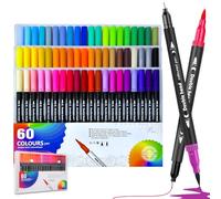 Lurmivex Juego de 60 bolígrafos de doble punta, punta fina y punta de fieltro, juego de arte para escribir, dibujar, pintar, bocetos, caligrafía