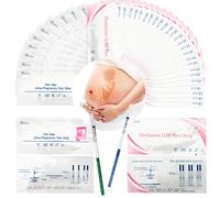 LURNODY 25 Artículos Test de Ovulación 10 Artículos Prueba Embarazo Test Ovulación Easy Home, Se Utiliza para Detectar La Ovulación y Aumentar Las Posibilidades de Embarazo (25LH+10HCG)