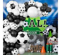 LURNODY 94 Pcs Kit de Arco de Guirnalda de Globos de Fútbol, Globos Negro Blanco, Decoración de Cumpleaños de Niños, Adecuado Cumpleaños Infantiles, Decoraciones para Fiestas Temáticas de Fútbol
