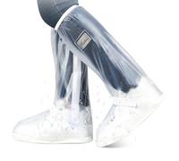 LURNODY Un Par de Protectores Polainas Bota Engrosados, Polainas Impermeables Senderismo Protección de Doble Capa, Cubre Zapatos Lluvia Con Sujetadores Que No Se Caen Fácilmente (Blanco L)