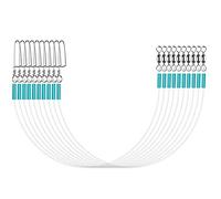 Luroad 10 unidades/20 líneas de líderes de pesca de fluorocarbono, líder de pesca de agua salada con broches giratorios para líneas de pesca, anzuelos de cebo (azul-20 unidades, 50 cm-50 libras)