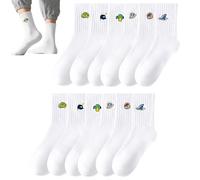 lurora2021 6 Pares de Calcetines Tenis Blancos Con Estampado Calcetines Transpirables Trabajo Running Calcetines deportivos Unisex para Tallas de Pies EU 38-45, Unisex, Transpirable, Cómodo Y Cálido