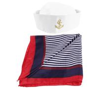 Lurrose 1 conjunto de gorro y bufanda de marinero - Accesorios de disfraz náutico de marinero para hombres y mujeres, ideal para fiestas de Halloween y actuaciones - Atuendo con temática náutica