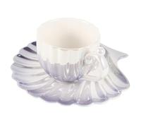 Lurrose 1 Juego De Café De Cerámica Tazas Simples Taza De Café Taza De Té Estética Platillo De Porcelana Con Forma De Concha Taza De Té Con Leche Estilo Elegante Tazas Chinas Para