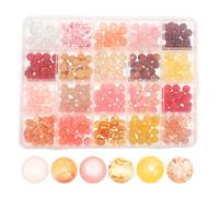 Lurrose 1 juego de cuentas de vidrio redondas de colores: cuentas con agujeros de 8 mm para hacer joyas. Dijes DIY para crear collares, pulseras, aretes y más.