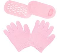 Lurrose 1 Juego De Guantes Y Calcetines Hidratantes Loción Hidratante Guantes Rosas Gel Rosa Guantes De Spa Para Secas Calcetines Hidratantes Para Pies Calcetines De Gel Para El
