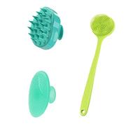 Lurrose 1 Juego De Lavado Y Cuidado Juego De Tres Piezas Depurador De Baño Champú De Limpieza Masajeador De Cuero Cabelludo Depurador De Champú Cepillo De Baño Para La Espalda