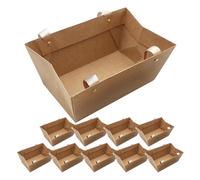 Lurrose 10 cestas pequeñas para flores con asas, 25 x 16,5 x 11 cm, cestas vacías de papel kraft para bodas, fiestas, Navidad, aniversarios, cumpleaños, graduaciones y manualidades. Fáciles de