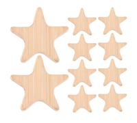Lurrose 10 estrellas de madera de bambú sin acabado - Formas de estrellas rústicas de 4,3 cm para manualidades - Piezas de madera recortadas para decoración navideña, 4 de julio y proyectos