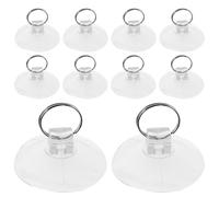 Lurrose 10 Ganchos de Ventosa Transparentes de Goma con Anillo Metálico, 5.5 Cm, sin Marcas, Reutilizables para Ventana y Organización del Hogar